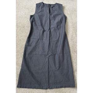 DKNY Donna Karan New York Shift Ramie Dress Grey Sleeveless Pockets Women 10